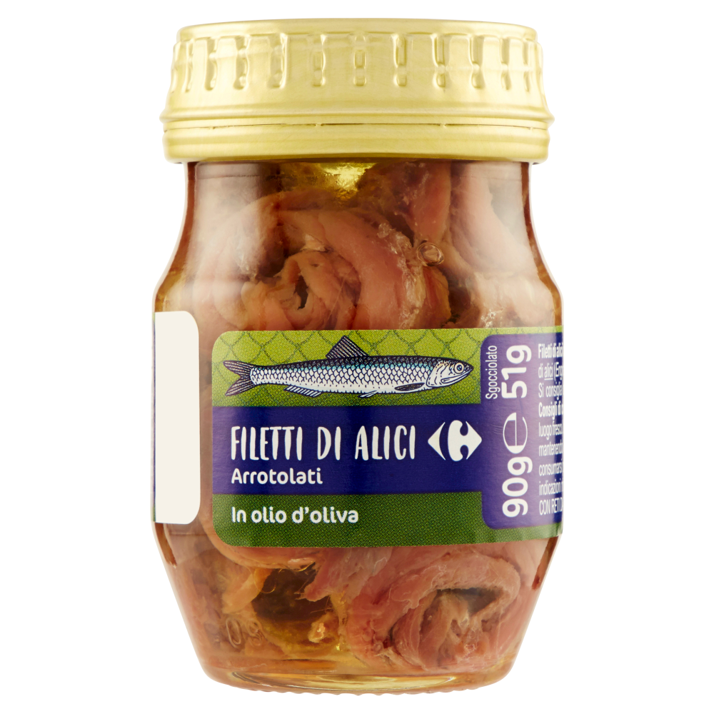 Carrefour Filetti di Alici Arrotolati in olio d'oliva 90 g