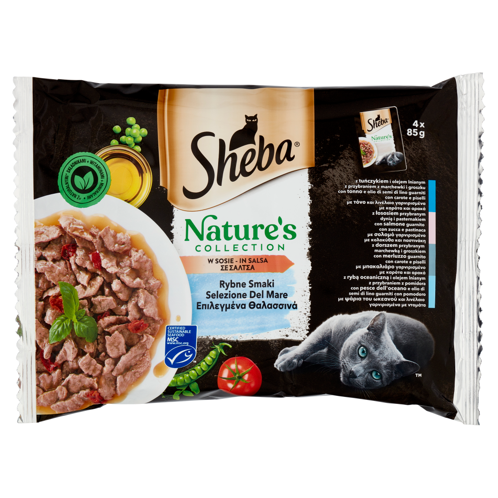 Sheba Nature's Collection Cibo Umido Gatto Selezione del Mare in Salsa 4 bustine da 85g