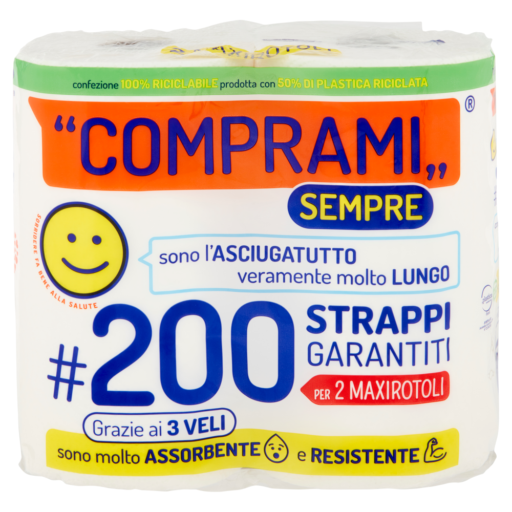 Comprami Sempre Asciugatutto #200 Strappi Maxirotoli 2 pz