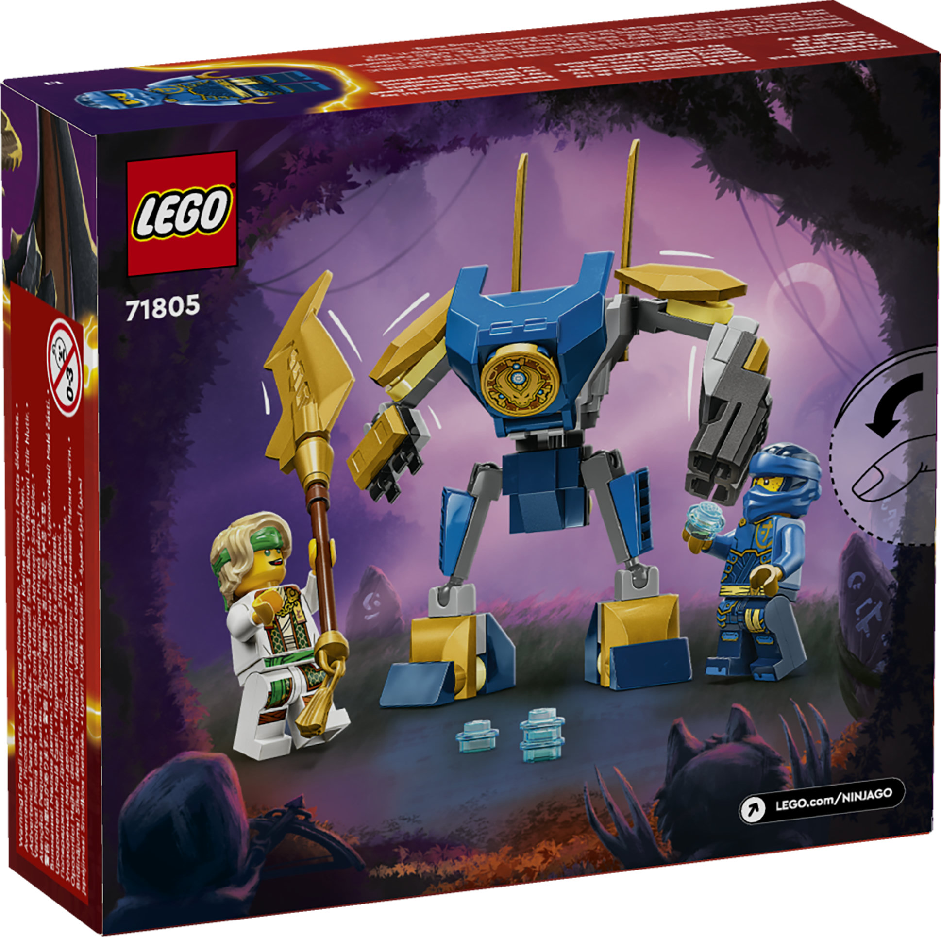 LEGO NINJAGO 71805 Pack Mech da Battaglia di Jay, Giochi per Bambini 6+, Action Figure Giocattolo da Costruire e 4 Minifigure