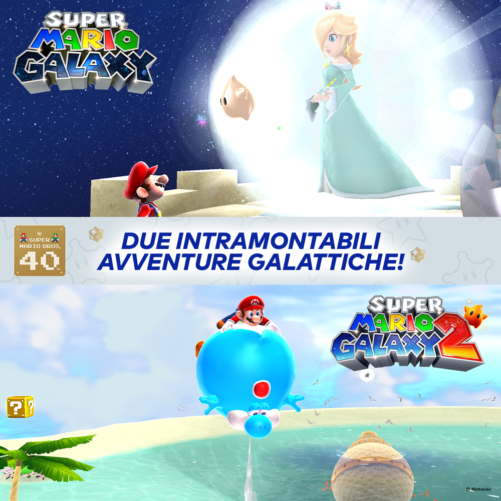 Nintendo Super Mario Galaxy + Super Mario Galaxy 2 Tedesca, DUT, Inglese, ESP, Francese, ITA, Giapponese, Coreano, Portoghese Nintendo Switch