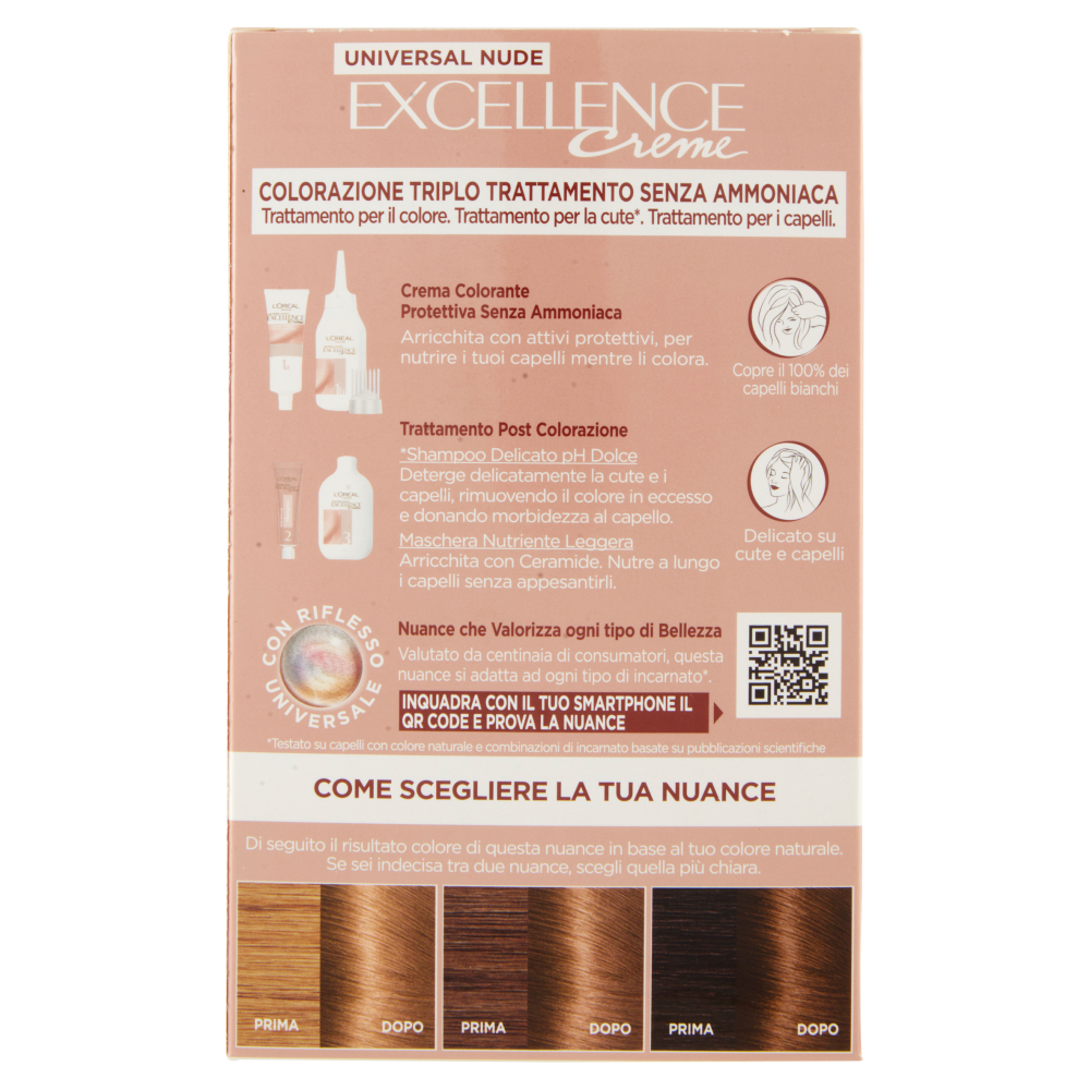 L'Oreal Paris Colorazione permanente senza ammoniaca, Riflesso Universale, Biondo Scuro 6U
