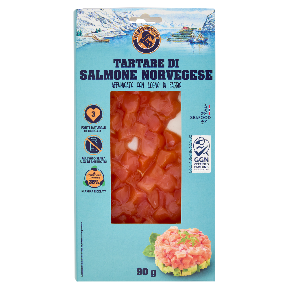 The Icelander Tartare di Salmone Norvegese affumicato con Legno di Faggio 90 g