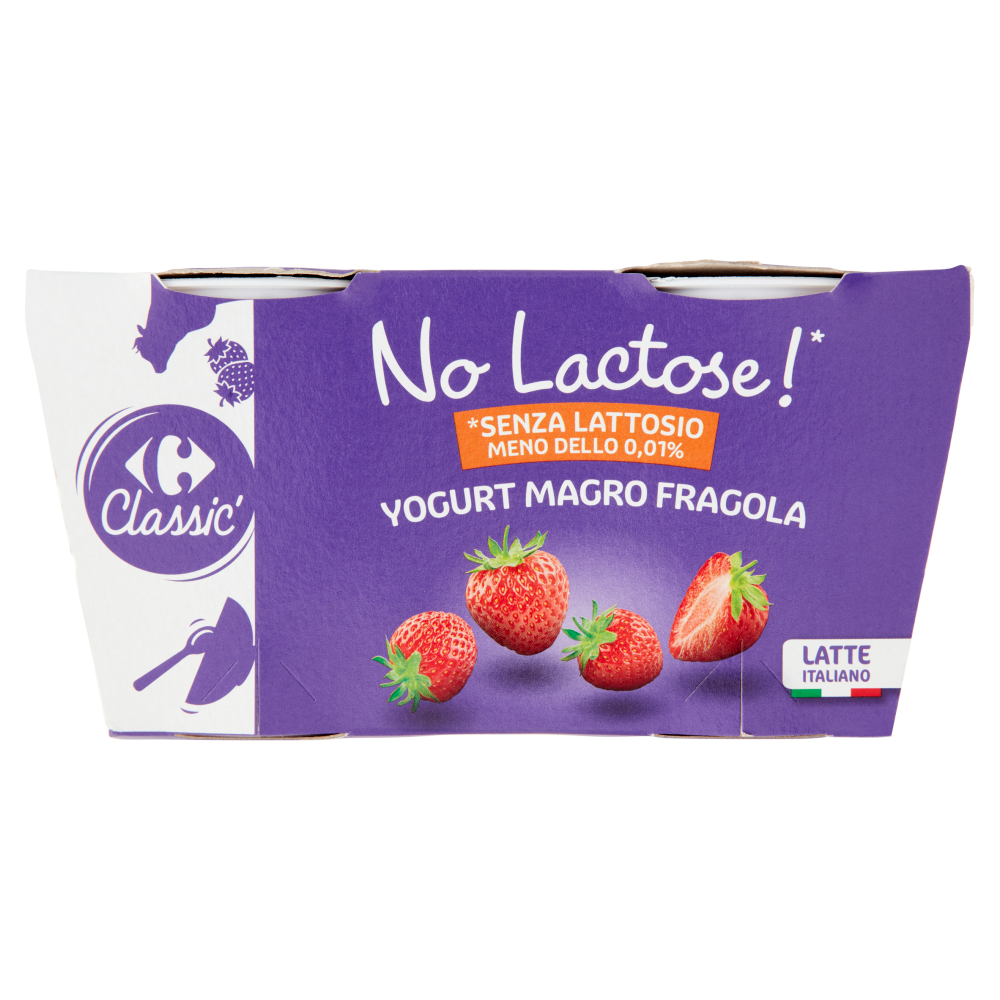 Carrefour Classic No Lactose!* Yogurt Magro Fragola 2 x 125 g