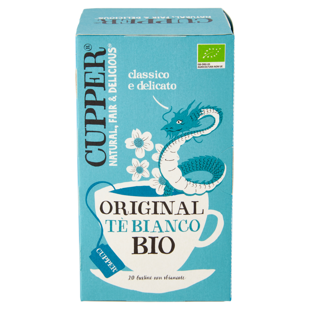 CUPPER Tè Bianco Biologico, Antiossidante, Gusto Classico e Delicato, 20 Bustine 34 g