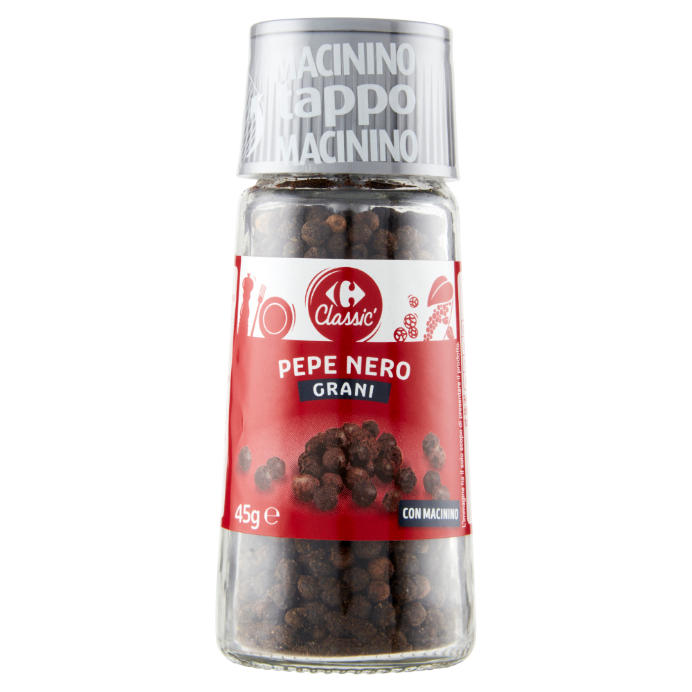 Carrefour Classic Pepe Nero Grani con Macinino 45 g