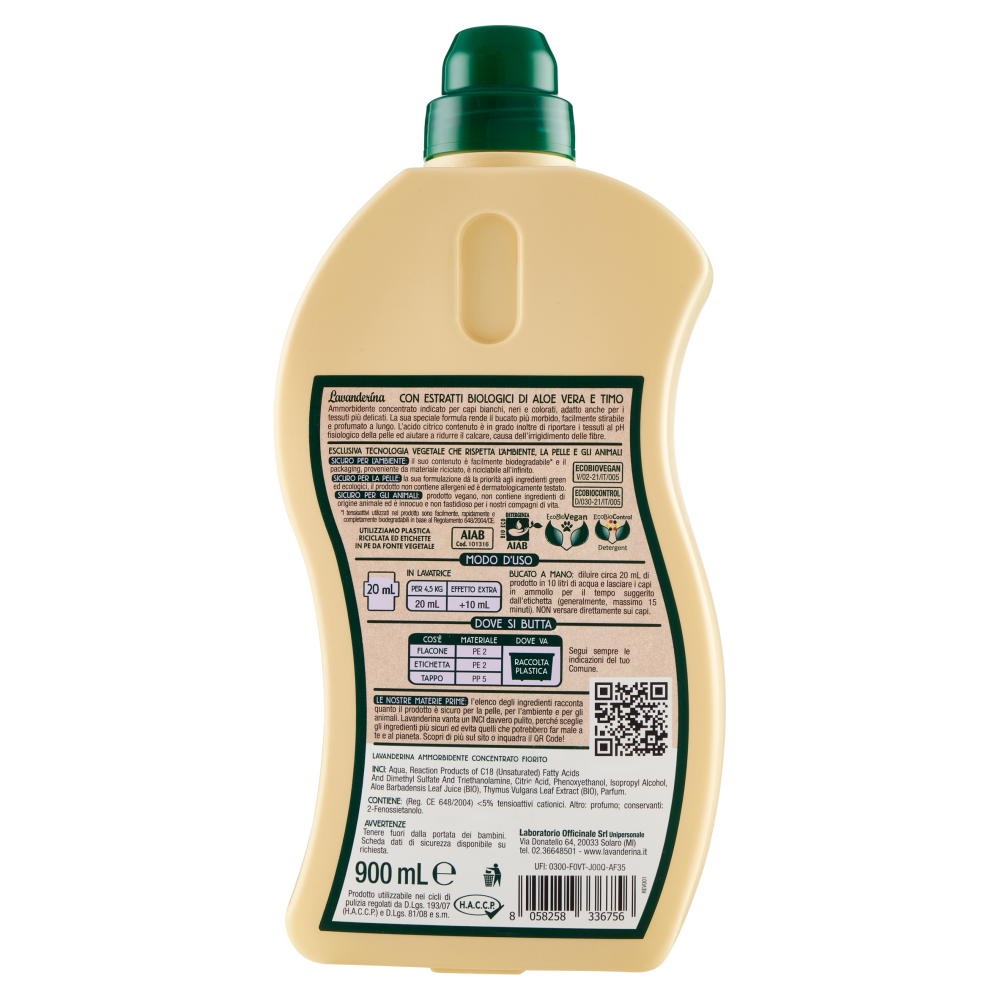 Lavanderina Ammorbidente Concentrato Fiorito Ecobio 900 mL
