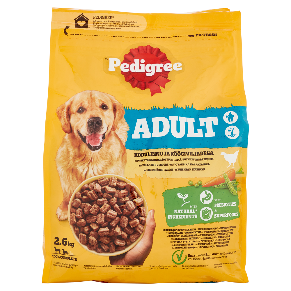 Pedigree Cibo Secco Cane Adulto Pollame Verdure 2.6Kg