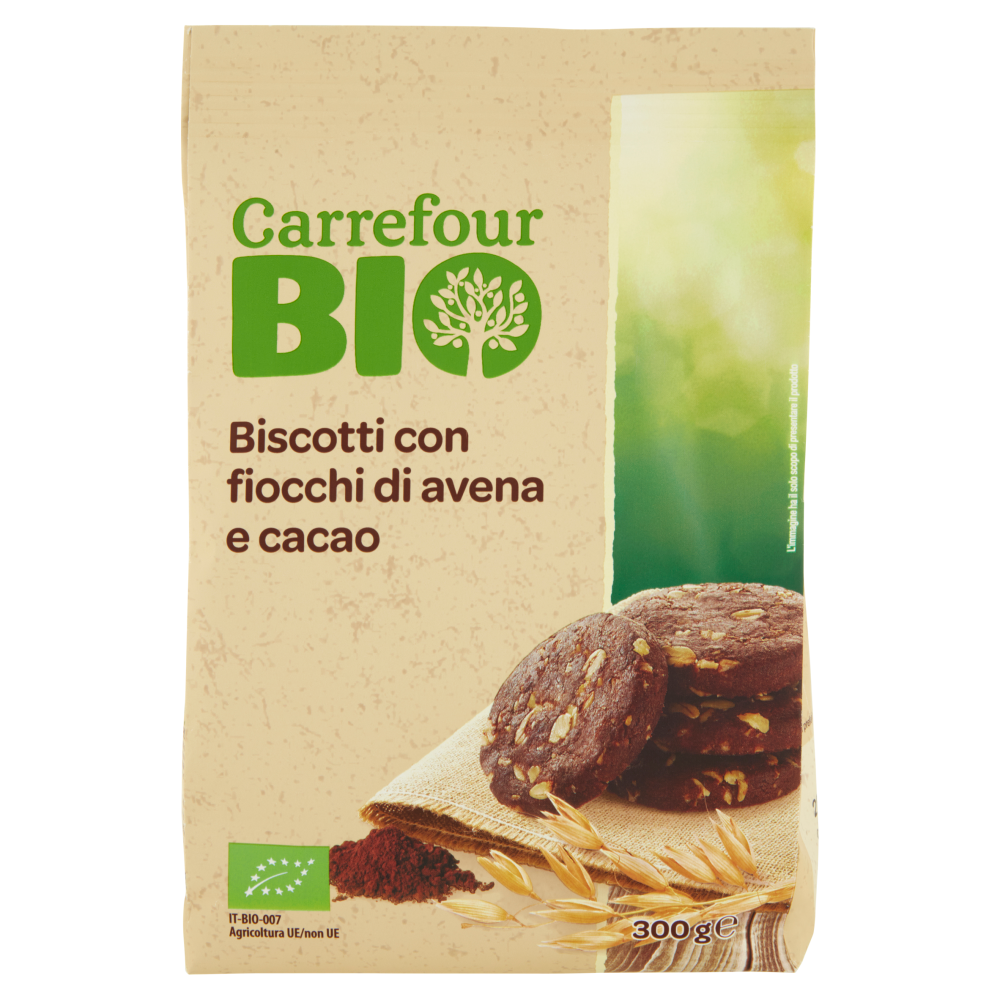Carrefour Bio Biscotti con fiocchi di avena e cacao 300 g