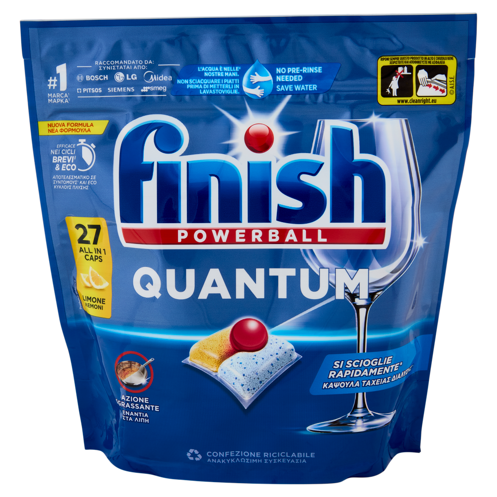 Finish Quantum Limone pastiglie lavastoviglie 27 lavaggi 280,8 g