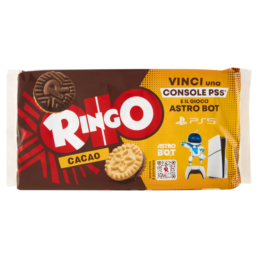 Ringo Cacao Biscotti Farciti con Crema Cacao Snack Merenda 6 porzioni, 330g