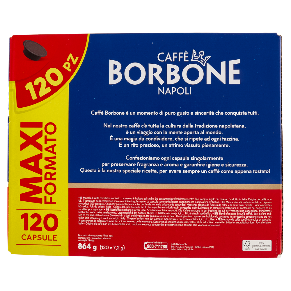 Caffè Borbone Miscela Decisa Capsule Compatibili Lavazza* A Modo Mio* ad uso domestico 120 x 7,2 g