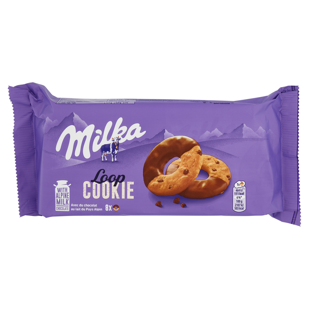 Milka Cookie Loop biscotti con gocce di cioccolato al latte Milka 100