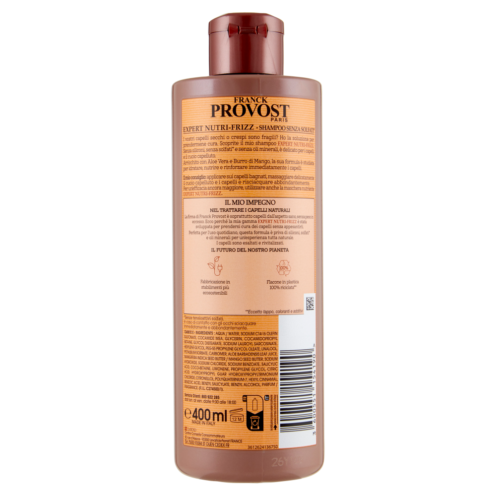 Franck Provost Expert Nutri-Frizz Shampoo Senza Solfati 400 ml