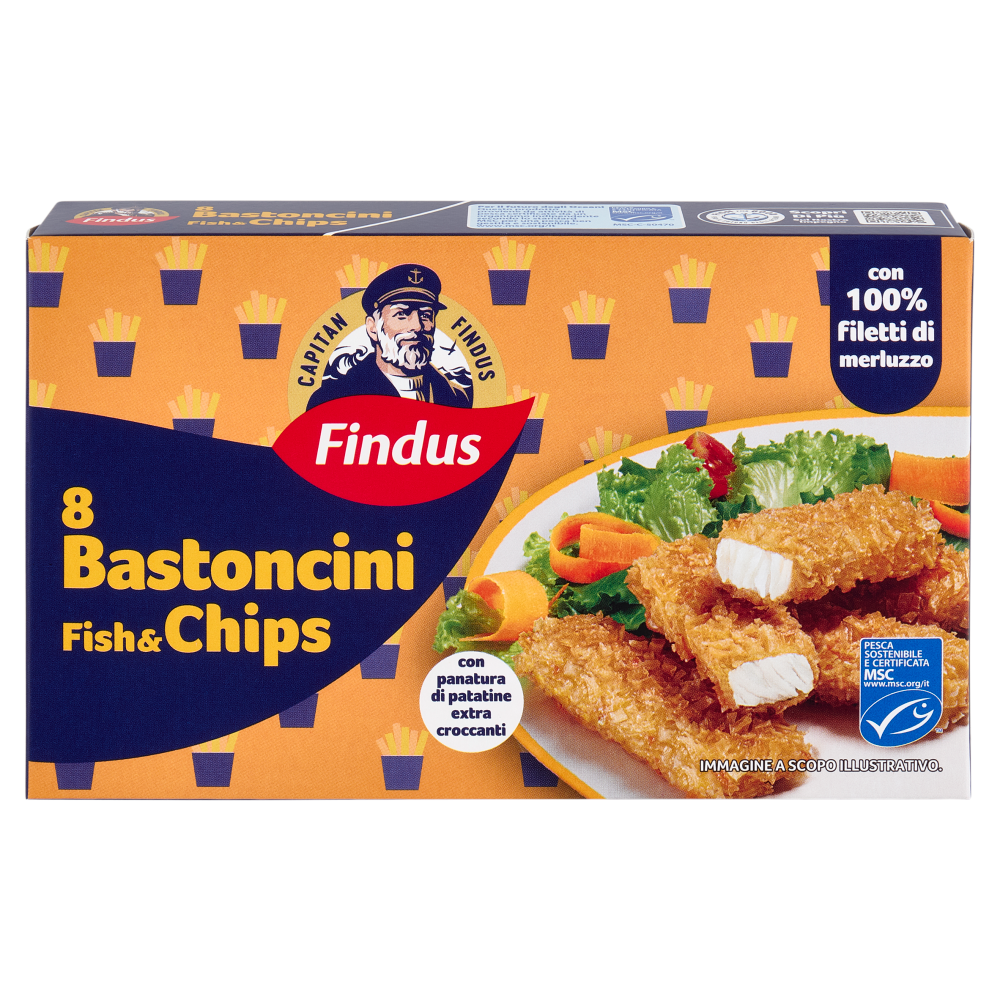 Capitan Findus 8 Bastoncini Fish & Chips con Merluzzo d'Alaska 224 g