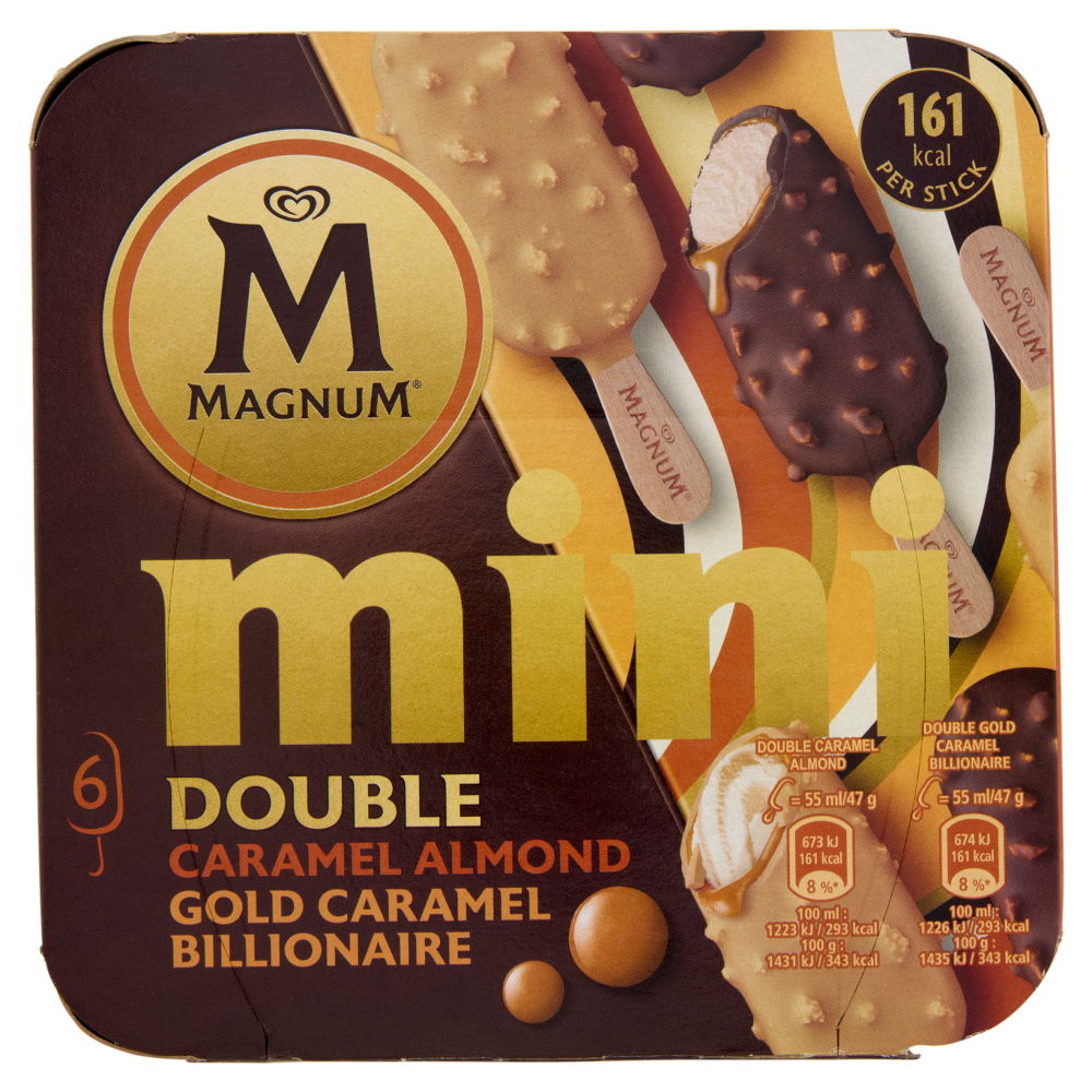 Magnum mini Double Caramel Almond - Gold Caramel Billionaire 6 gelati 282 g