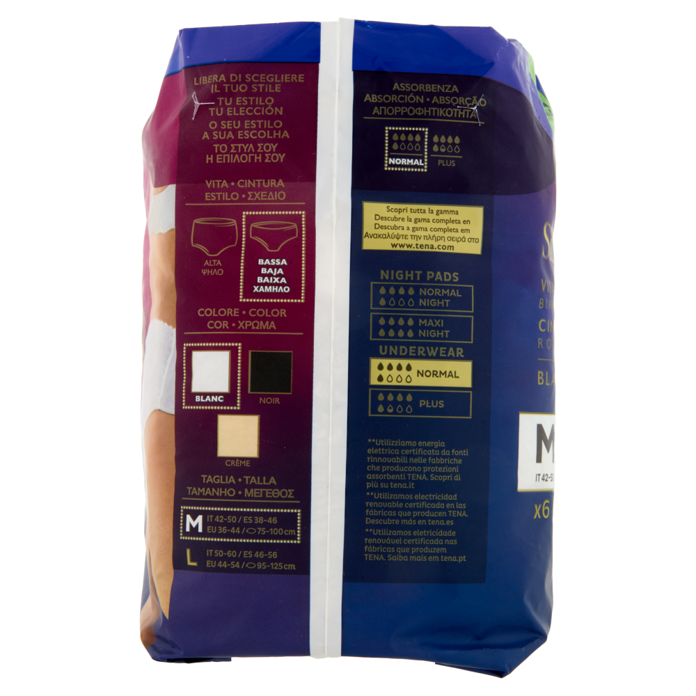 Tena Silhouette Vita Bassa Biancheria Intima Normal M Blanc 6 pz