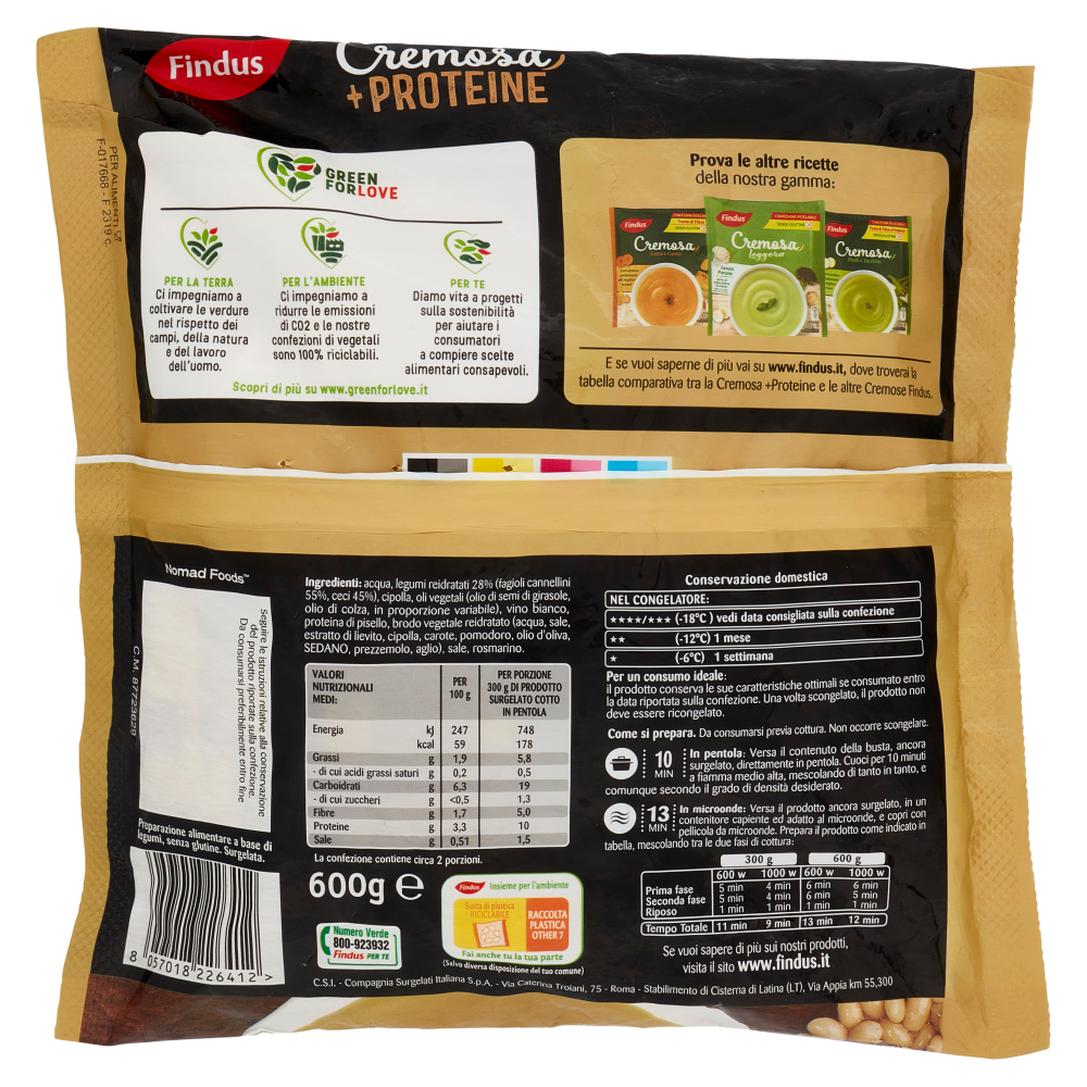Findus Cremosa + Proteine con Fagioli Cannellini e Ceci 600 g