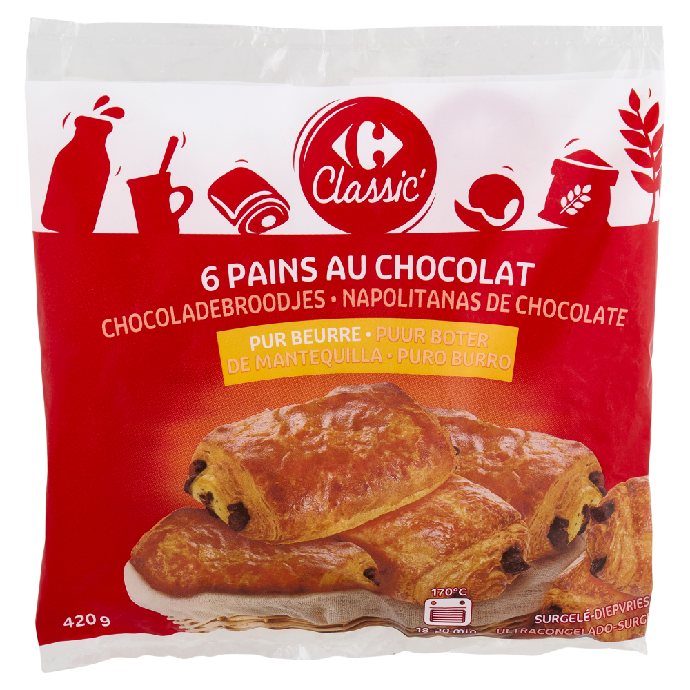 Carrefour Classic 6 Pains au Chocolat Surgelato 420 g