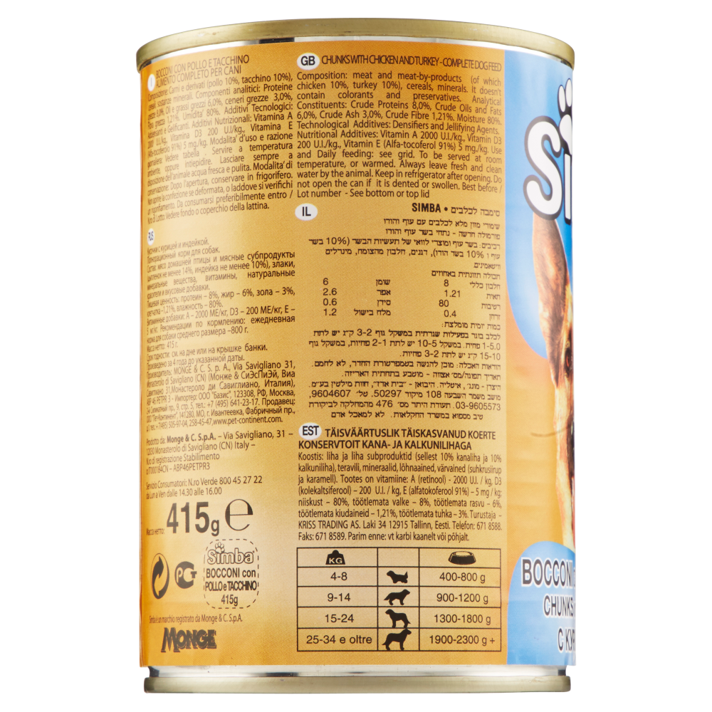 Simba Bocconi con Pollo e Tacchino 415 g