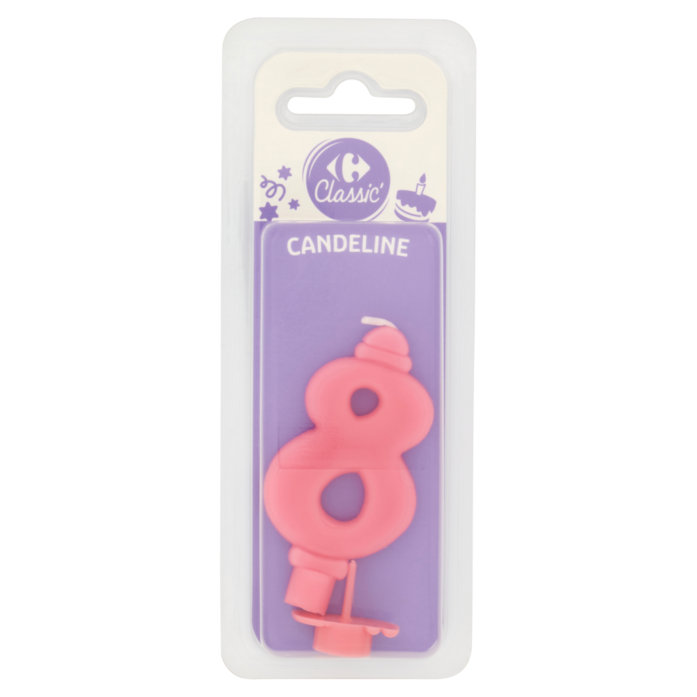 Carrefour Classic Candelina Numero 8 Rosa con supporto