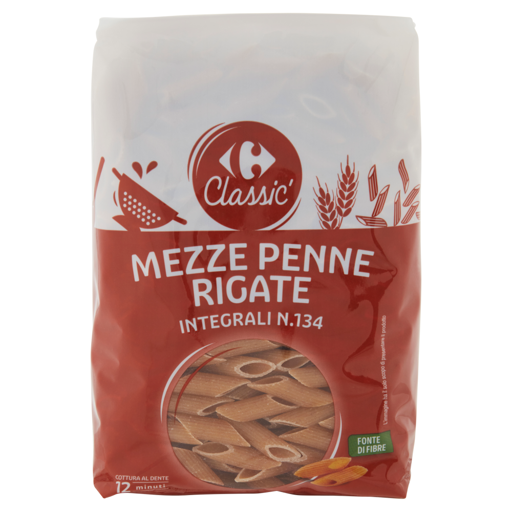 Carrefour Classic Mezze Penne Rigate Integrali N.134 500 g