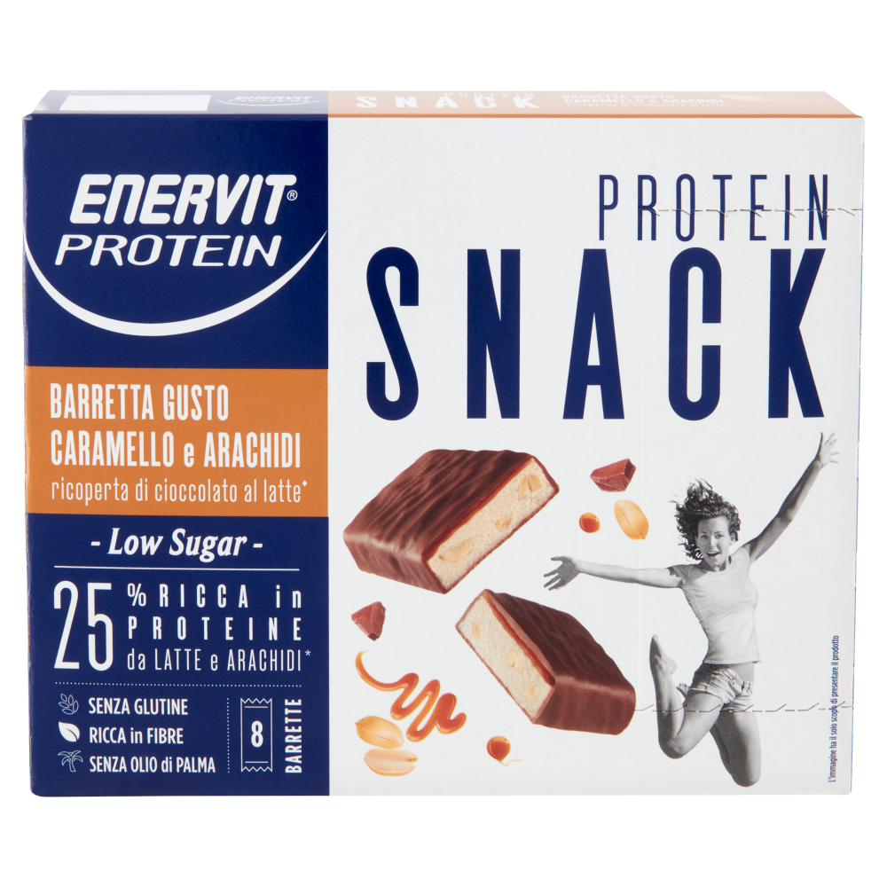 Enervit Protein Low Sugar Protein Snack Barretta Gusto Caramello e Arachidi 8 x 31 g