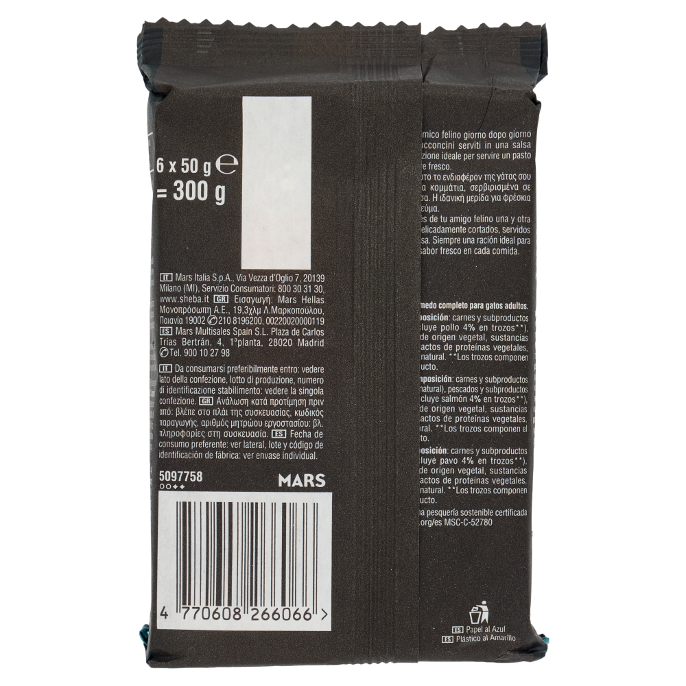 Sheba Délices du Jour Cibo Umido Gatto in Salsa con Salmone e Tacchino  6 x 50 g