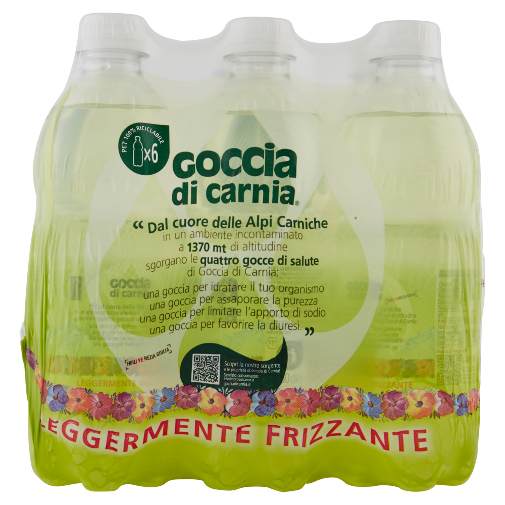 Goccia di Carnia Acqua Minerale Naturale Oligominerale Leggermente Frizzante 6 x 50 cl