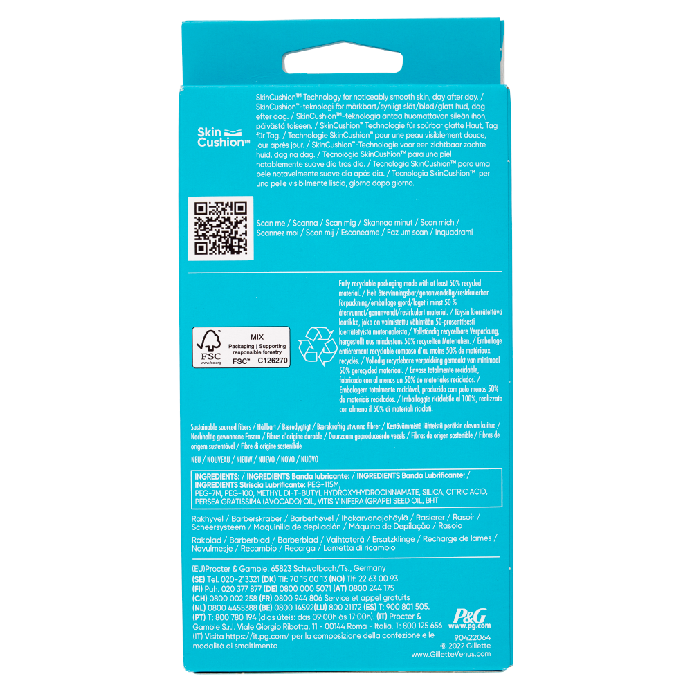 Gillette Venus Rasoio Donna Smooth a 3 Lame, 1 Manico + 2 Lamette Donna