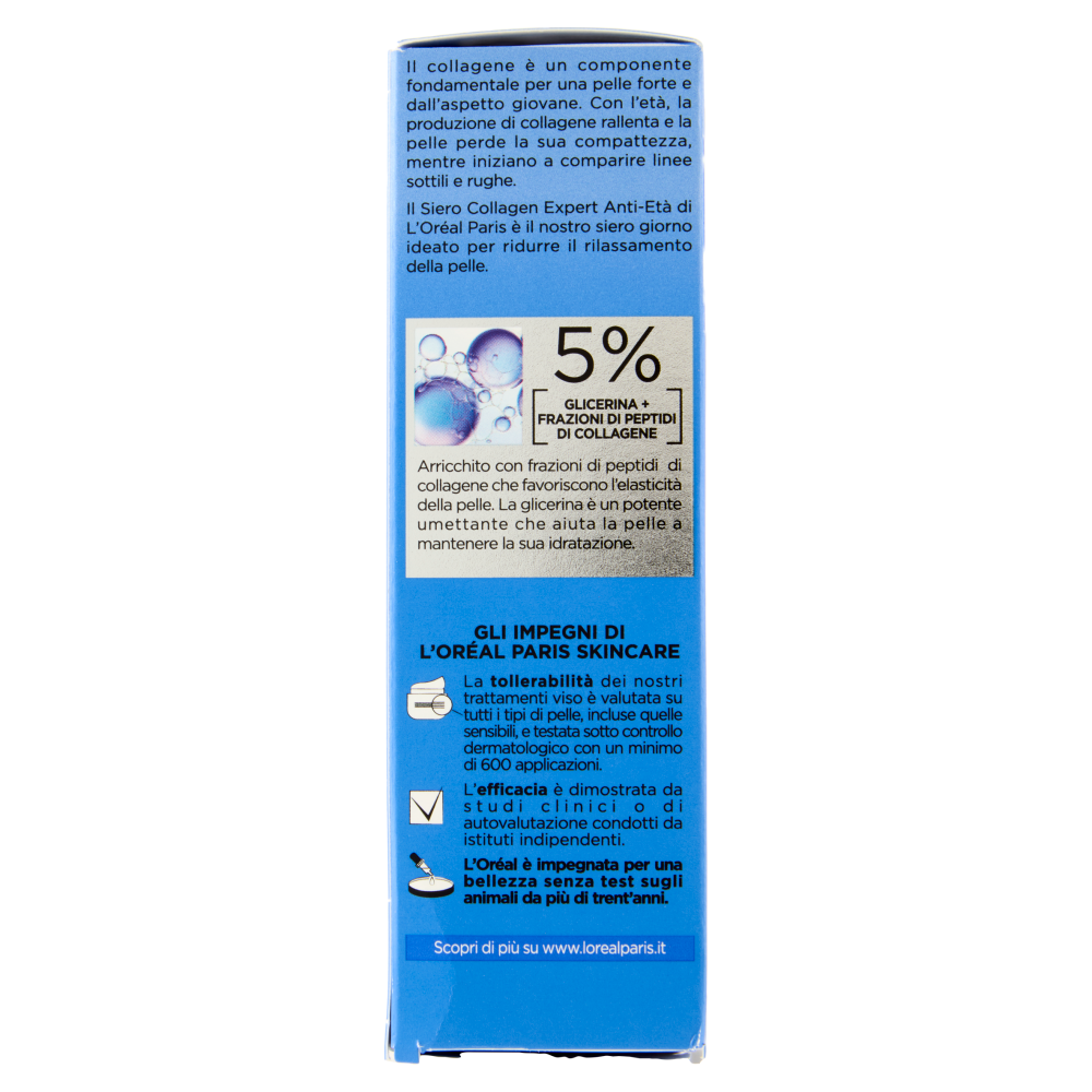 L'Or&eacute;al Paris Collagen Expert Siero Anti-Et&agrave; 5% Glicerina + Peptidi di collagene, 30 ml