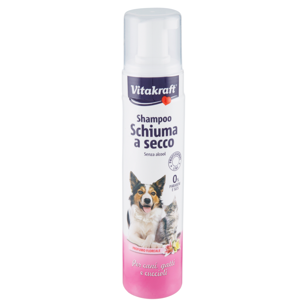 Vitakraft Shampoo Schiuma a secco Profumo Floreale Per cani, gatti e cuccioli 200 ml