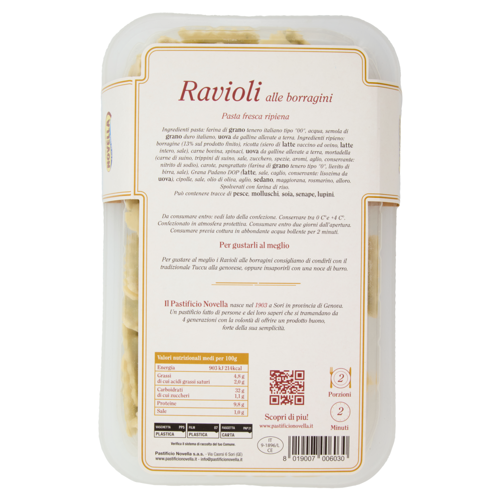 Pastificio Novella Ravioli alla borragini 300 g