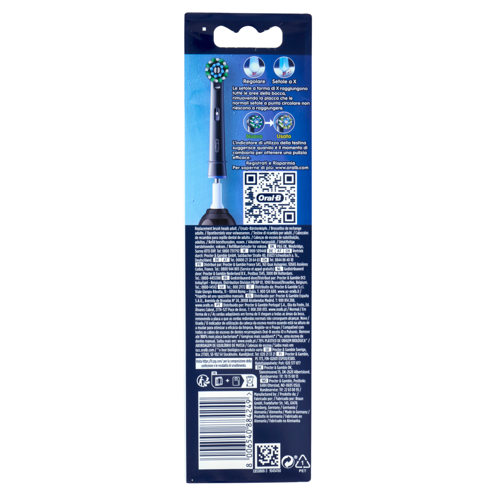 Oral-B Testine di Ricambio Pro Cross Action per Spazzolino Elettrico Denti Ricaricabile 3 pz