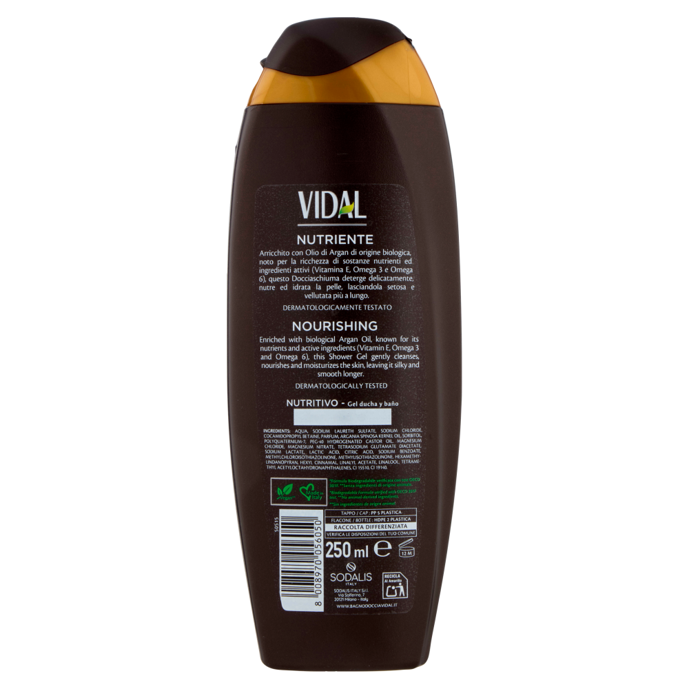 Vidal Argan Oil Docciaschiuma Nutriente Olio di Argan Biologico 250 ml