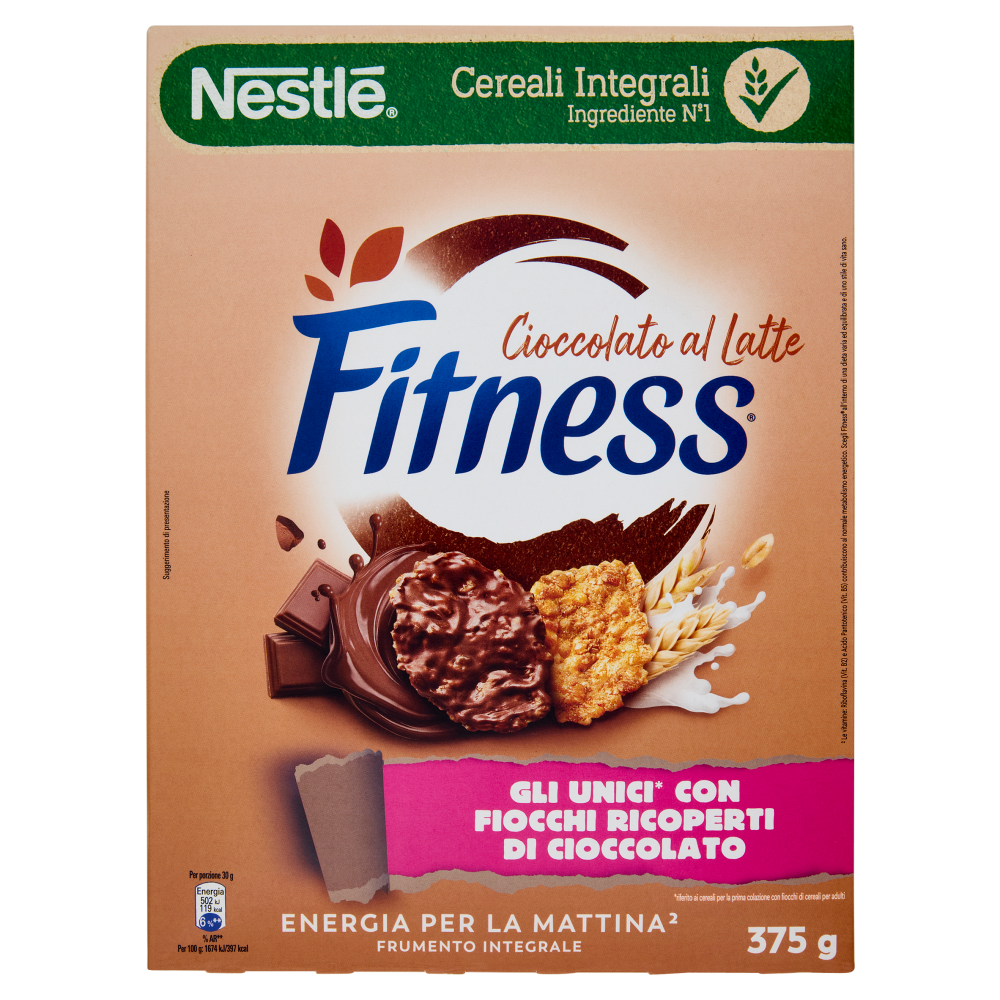 FITNESS Cioccolato al Latte Cereali Integrali con Fiocchi al Cioccolato 375g