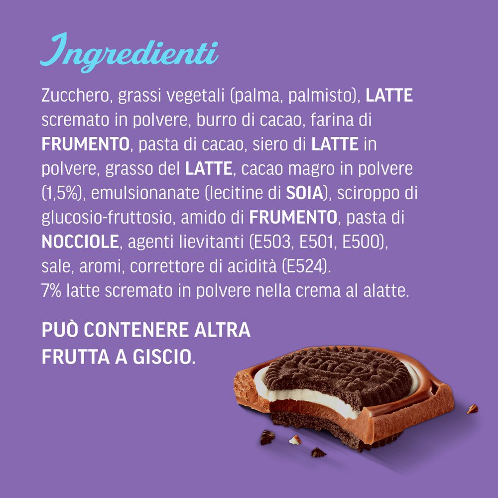 Milka Oreo Sandwich, Tavoletta di Cioccolato al Latte con Biscotti Oreo, Latte 100% Alpino - 92 g