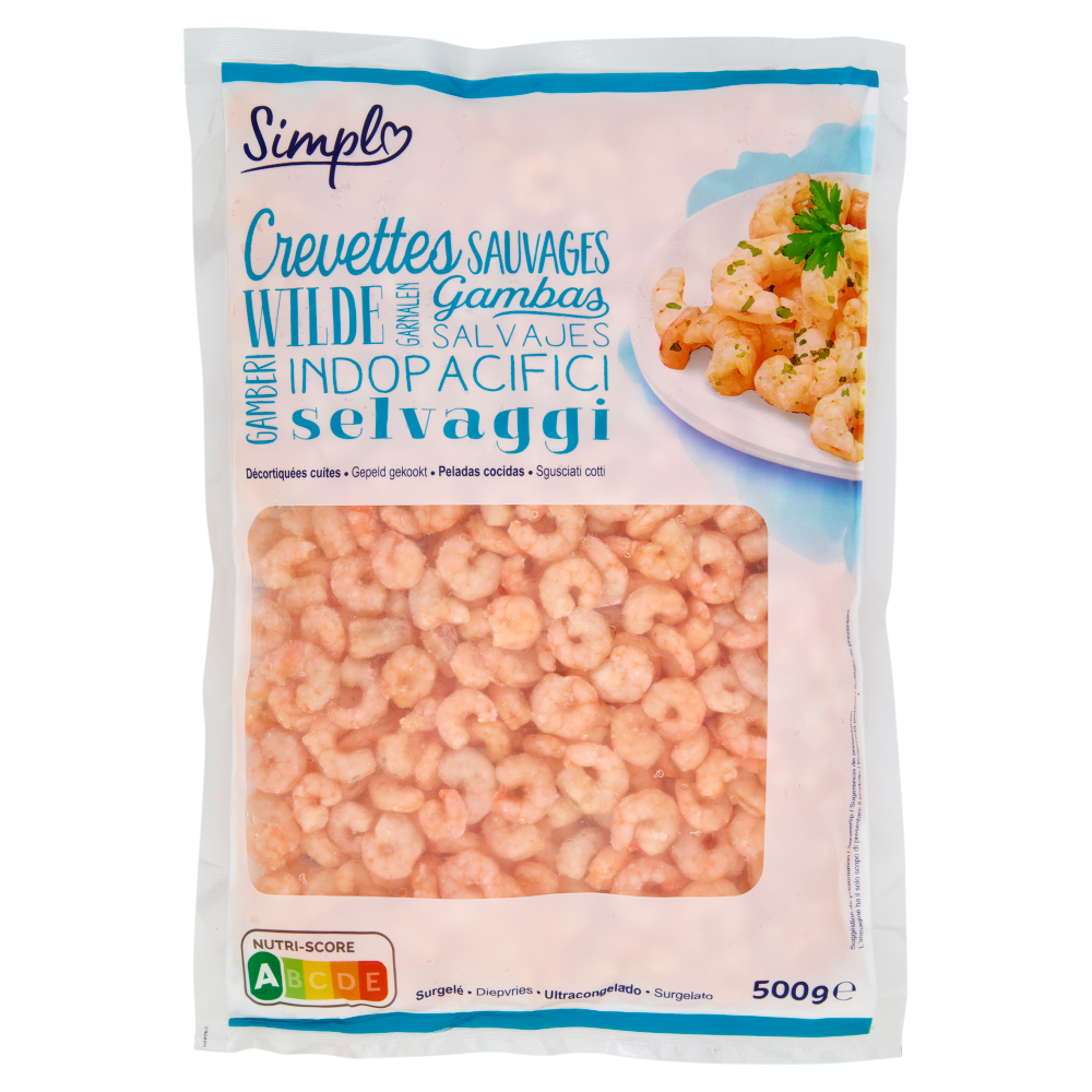 Simpl Gamberi Indopacifici selvaggi Sgusciati cotti Surgelato 500 g