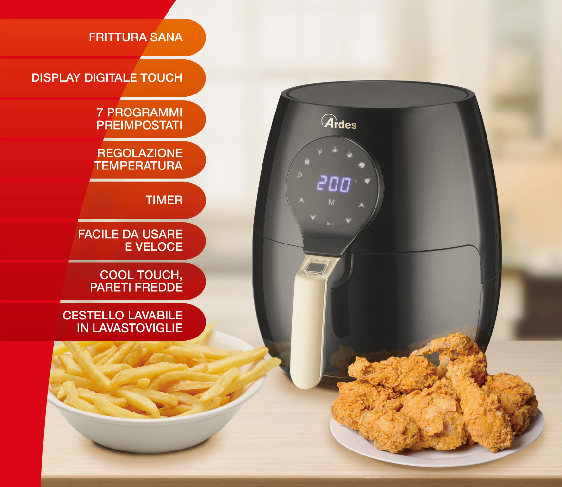 Ardes Eldorada Maxi Singolo 5 L Indipendente 1450 W Friggitrice ad aria calda Nero