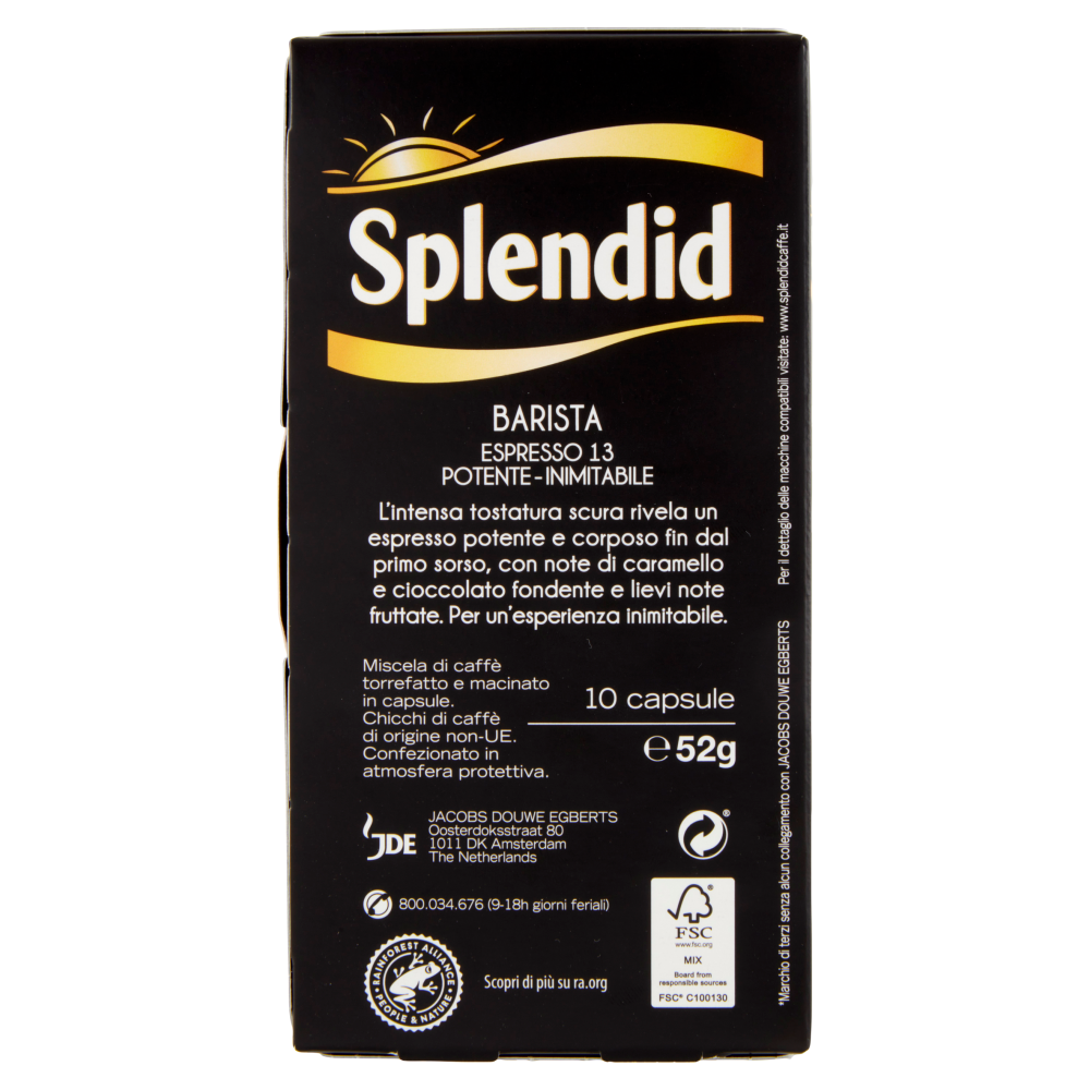 Splendid Barista 13- 10 Capsule Caff&egrave; Compatibili con Macchine Nespresso*&reg; Original 52g
