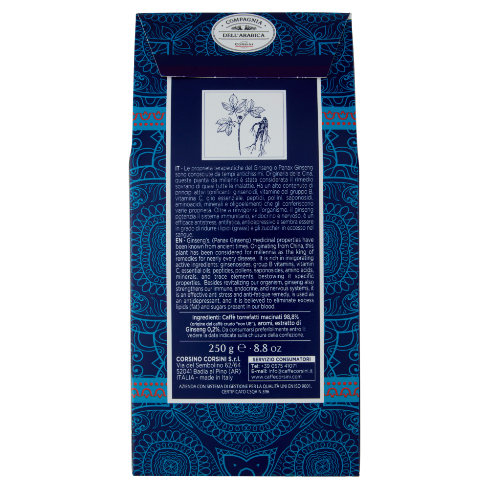 Compagnia dell'Arabica Puro Arabica Macinato con Vero Estratto al Ginseng caffè macinato 250 g