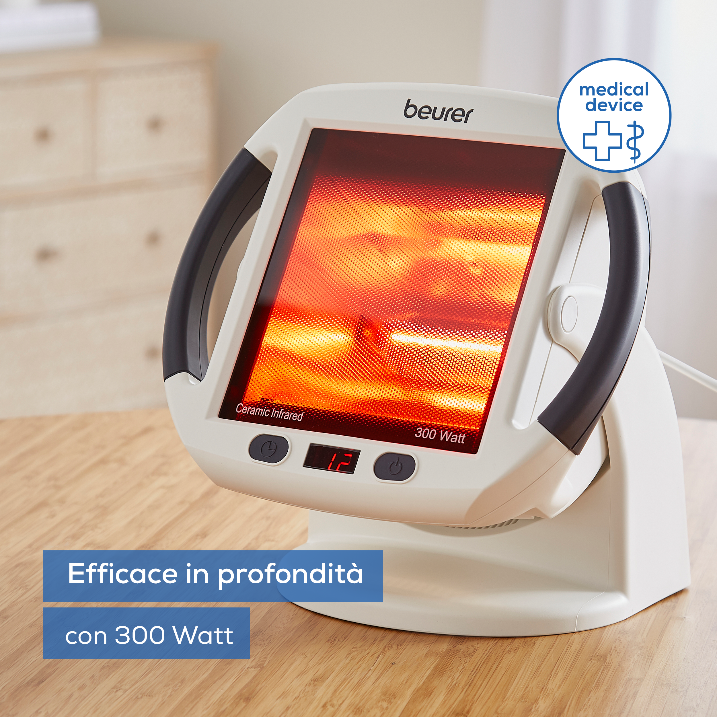Beurer IL 50 - Lampada a Raggi Infrarossi efficace per il trattamento di Contratture Muscolari e Malanni di Stagione