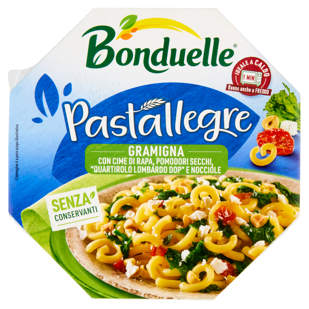 Bonduelle Pastallegre Gramigna Cime di Rapa, Pomodori Secchi, Quartirolo Lombardo DOP, Nocciole 200g