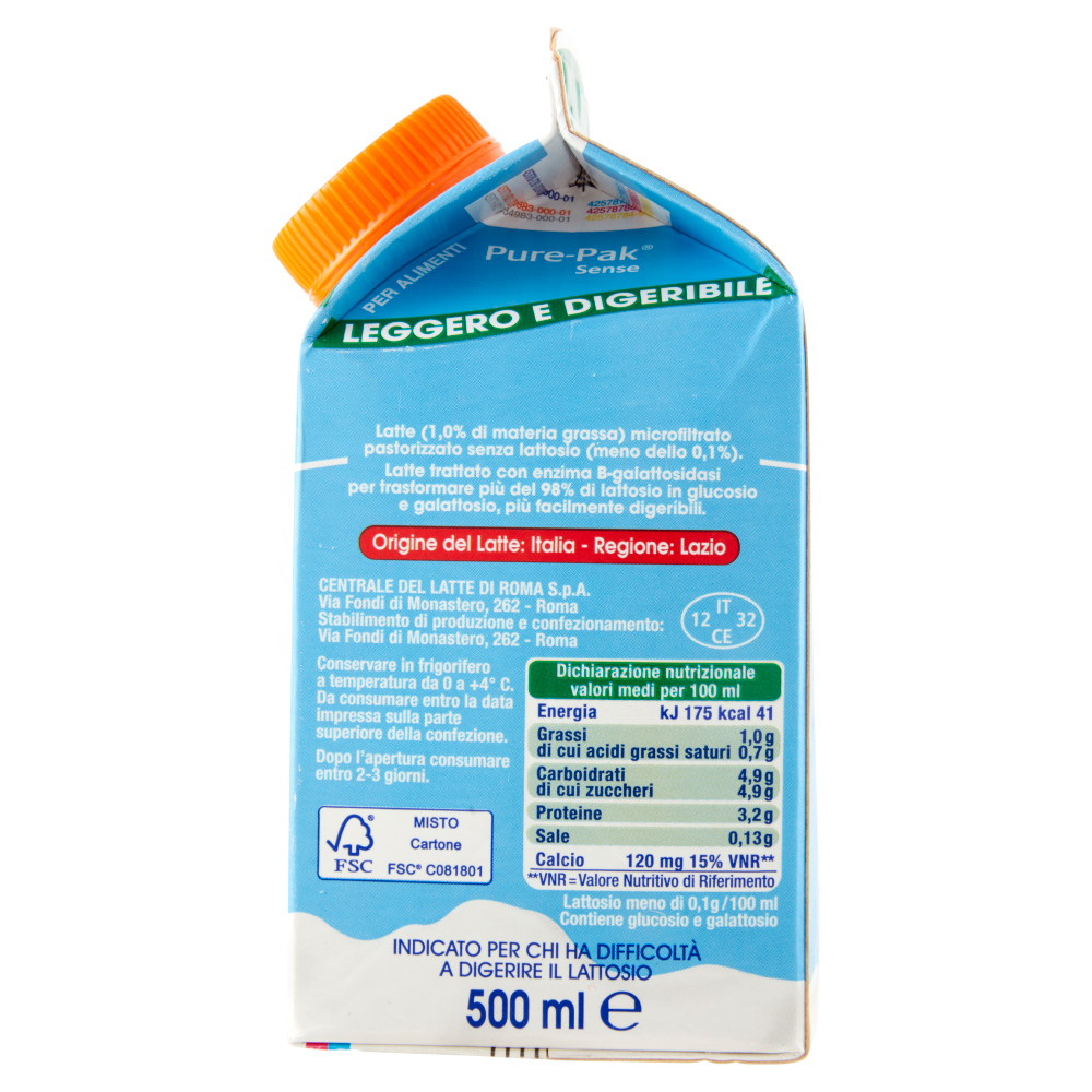 Centrale del Latte di Roma elleD&iacute; Leggero e Digeribile Senza Lattosio 500 ml