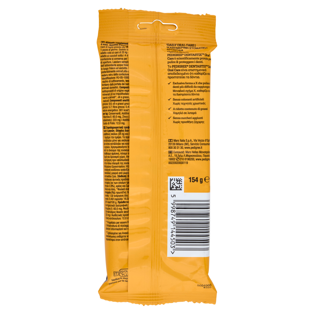 Pedigree Dentastix Snack per igiene orale Cane Grande 4 Pezzi 154 g