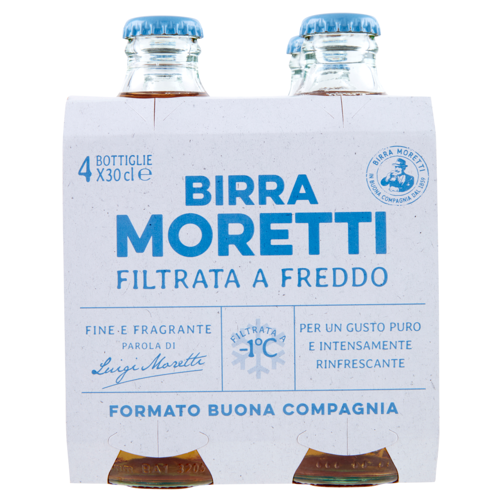 Birra Moretti Filtrata a Freddo 4 x 30 cl | Carrefour