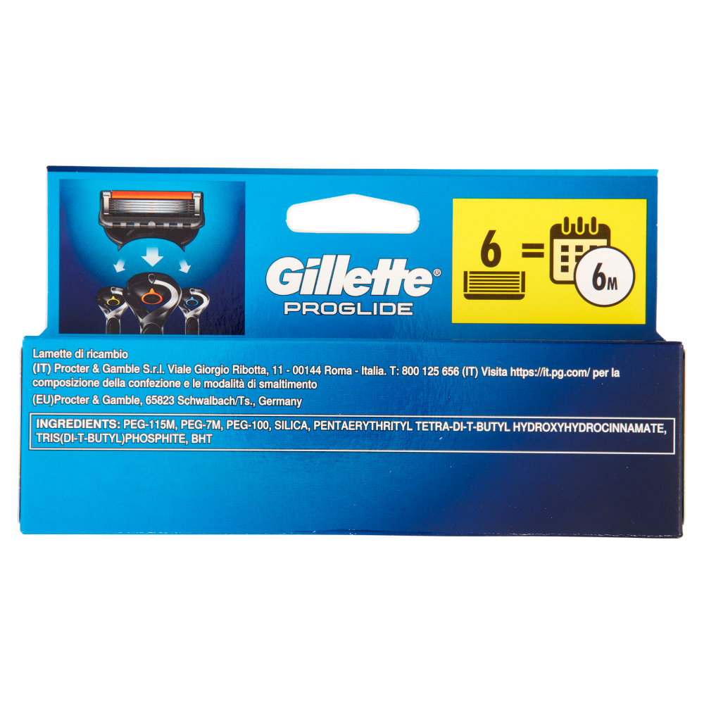 Gillette Proglide Lamette di ricambio per Rasoio da Uomo, 6 Ricariche