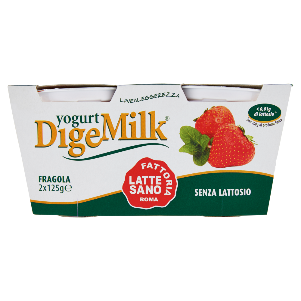 Fattoria Latte Sano Linealeggerezza yogurt DigeMilk Fragola Senza Lattosio 2 x 125 g