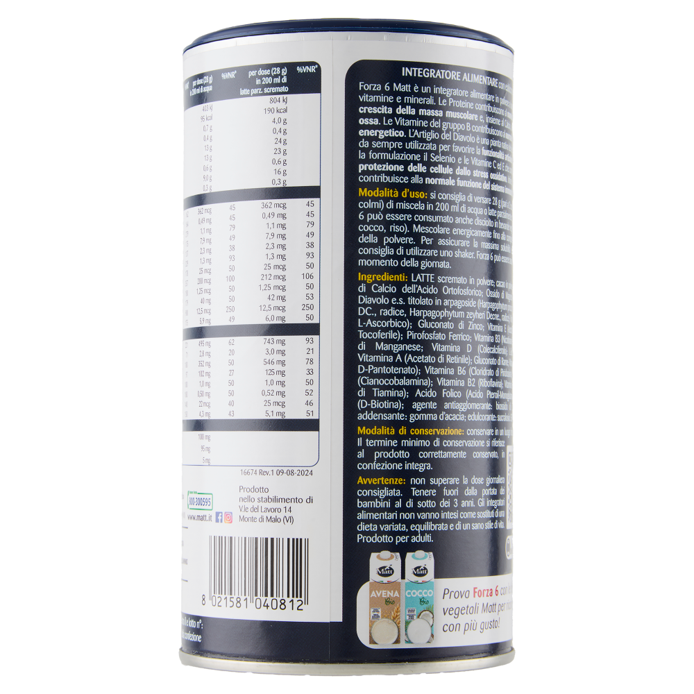 Matt Benessere Forza 6 Gusto Cacao 280 g