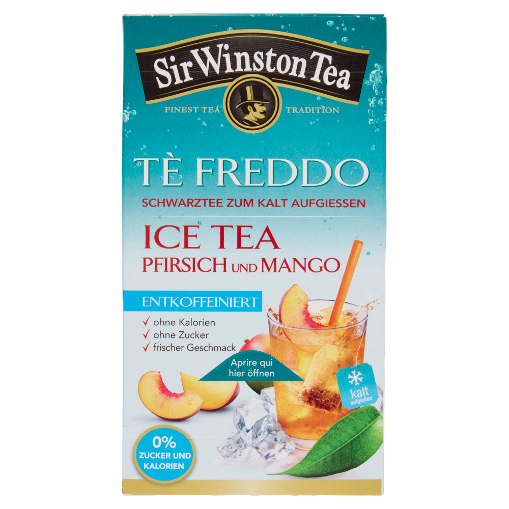 Sir Winston Tea Tè Freddo Ice Tea Pesca e Mango Deteinato 18 x 2,5 g